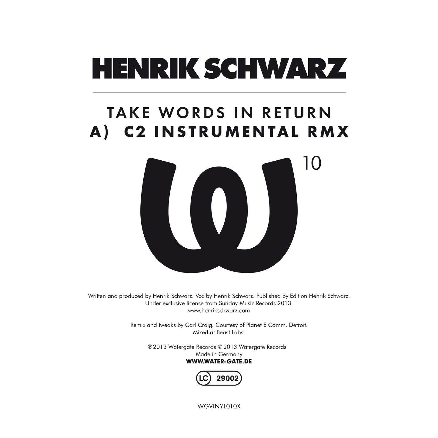 take words in return, c2 instr remix (2025 re release/ one-sided in black Innersleeves)